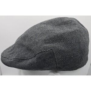 Dark Gray Herringbone Wool Newsboy Golf Cap Gatsby Driver Hat 7‎ 1/4 Adjustable